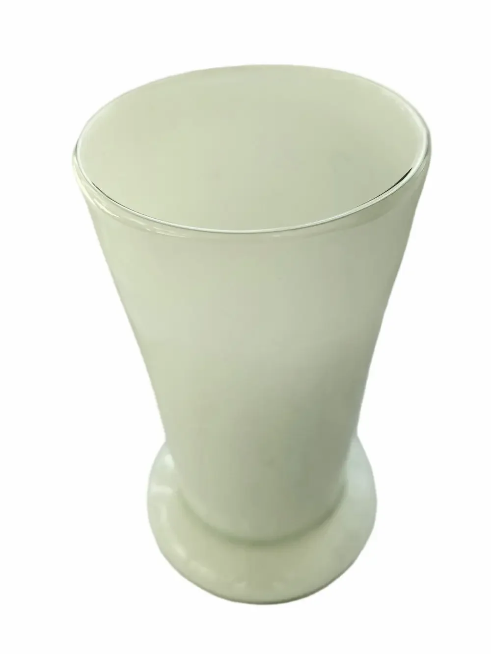 West Elm White Hand Blown Glass Vase MCM Style 10” Minimalist Retro Decor